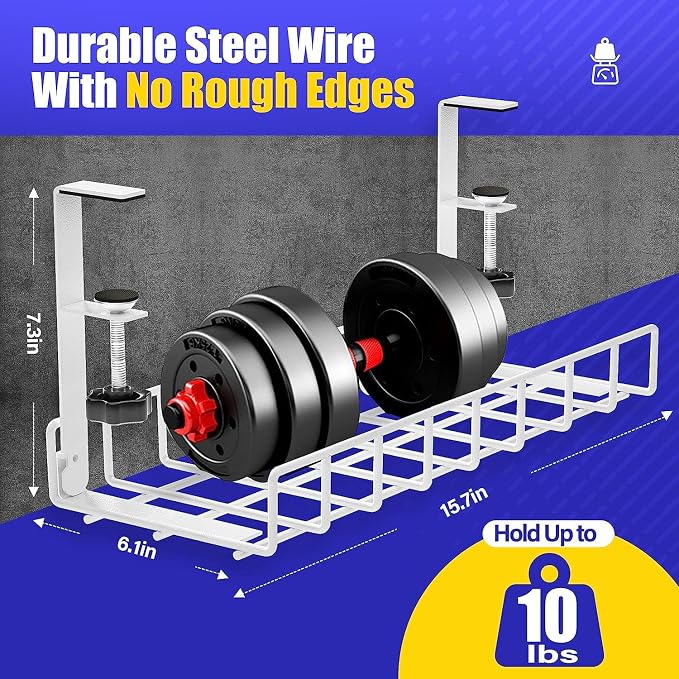 Under Desk Cable Management Tray 2 Pack, Xpatee Upgraded Wire Management No Drill No Screws, Cable Tray with Clamp for Wire Organizers, Computer Cord Rack for Office, Home - No Damage to Desk White - Image 5