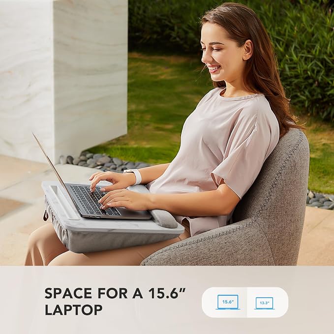 HUANUO Laptop Lap Desk with Cushion, Fit up to 15.6" Laptop, Marble - Image 2