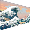 Japanese Large Mouse Pad DeskMat Office Desk Pad, Sunset Sea | Extended Large MouseMat for PC, Stitched Edges Gamer Mousepad 31.5 X 15.7 Inch Long Mice Pad by CustomerFirstServiceFirst