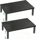 OPNICE Adjustable Monitor Stand Riser for Desk, Wood Computer & Laptop Stand, Desk Organizers and Accessories, Office Desk Accessories & Workspace Organizer for Home Office Supplies, Black 2-Pack by OPNICE