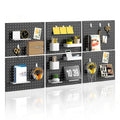 Peg Board 6 Pcs 15.7'' x 11.8'' Metal Pegboard Organizer Wall Control Peg Board Panels for Gaming Setup Garage Craft Room Office Kitchen, Black (No Accessories) by ETELI