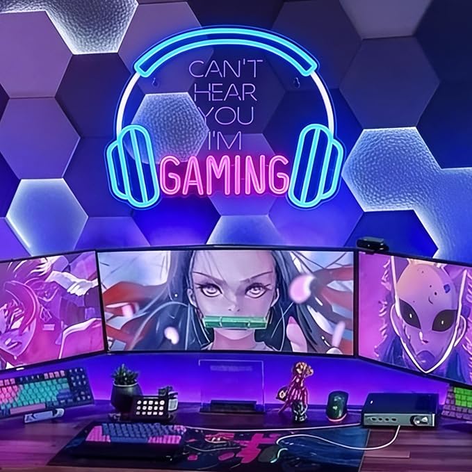 Kavaas Gamer Neon Sign, Neon Headphone Signs for Gaming Room Decor - Can't Hear You I'm Gaming Headset LED Light Sign for Teen Boys Room Decor - Best Gamer Gifts for Teenage Boys, Kids - Image 5