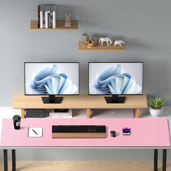Aothia Leather Desk Pad Protector, Office Desk Mat, Large Mouse Pad, Non-Slip PU Leather Desk Blotter, Laptop Desk Pad, Waterproof Desk Writing Pad for Office and Home (48"x17", Fairy Pink) - Image 9