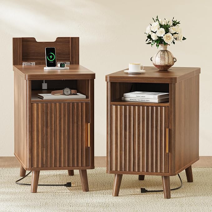 Huuger Narrow Nightstand with Charging Station, USB-C Port by Huuger