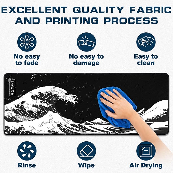Mouse Pad Gaming - Desk Mat for Keyboard and Mouse - Large Mouse Pads for Desk, Gaming Mousepad with Non-Slip Base, Desks Pad (31.5" X 11.8") for Game, Office and Home - Image 3