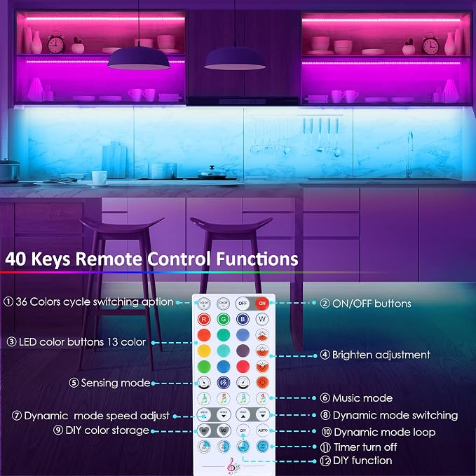 maylit 8 PCS Motion Sensor RGB Under Cabinet Lights Kit - Image 4