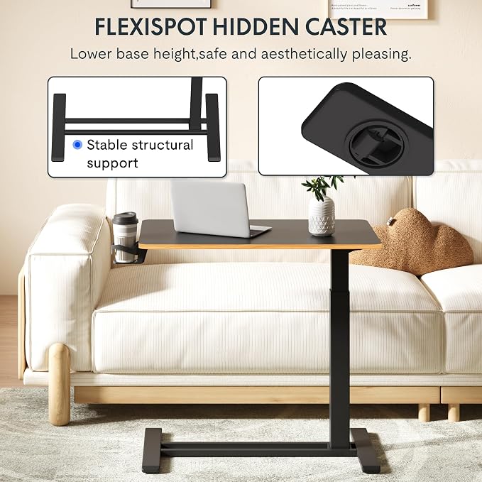 FLEXISPOT 28" Mobile Standing Desk Pneumatic Lift Computer Workstations - Image 3