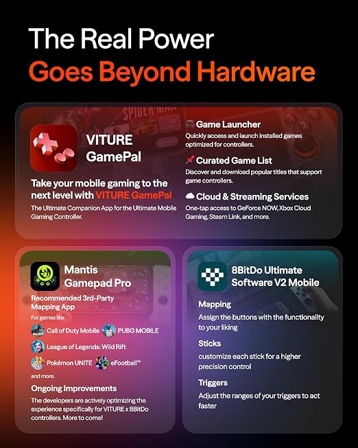VITURE x 8BitDo Ultimate Mobile Gaming Controller – World’s First for XR Glasses | USB-C Connection for Minimum Latency, Hall Effect Sticks, Charge While Playing, Pro Performance for Android - Image 9