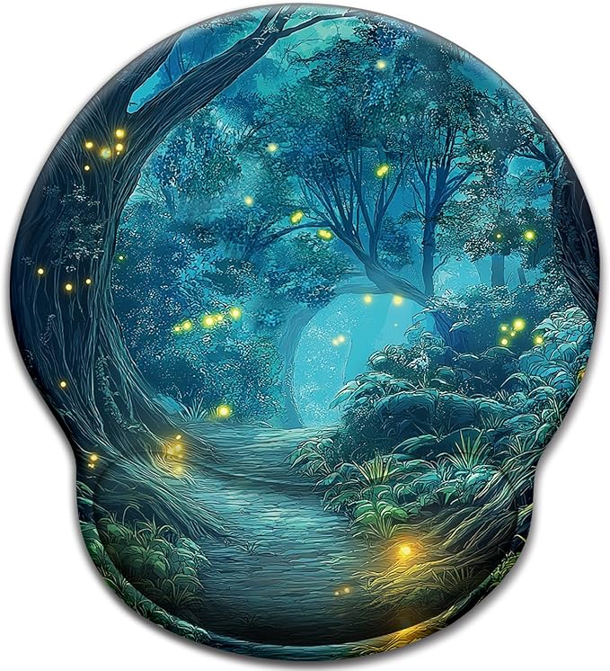 LIMKRIAN Firefly Forest Ergonomic Mouse Pad with Wrist Rest, 9.8 x 8.6in by LIMKRIAN