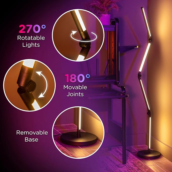 Enbrighten Vibe RGBWIC Smart Foldable Floor Lamp with Music Sync - Image 4