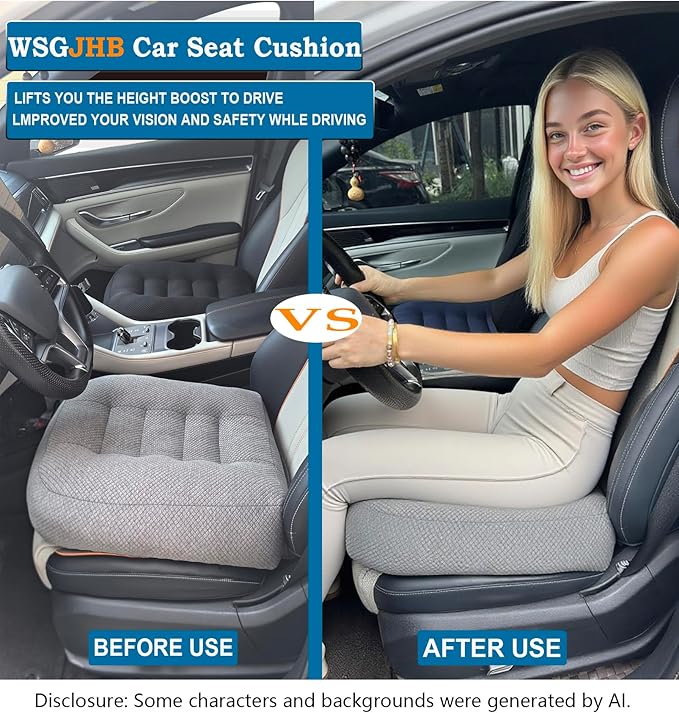 WSGJHB Office Chair Cushion Pillow Adult Car Booster Seat Cushions | Seat Cushions for Short People Effectively Increase Field of View Lower Back Fatigue Relief, for Home Anti-Slip 18x18x4.7" - Image 3