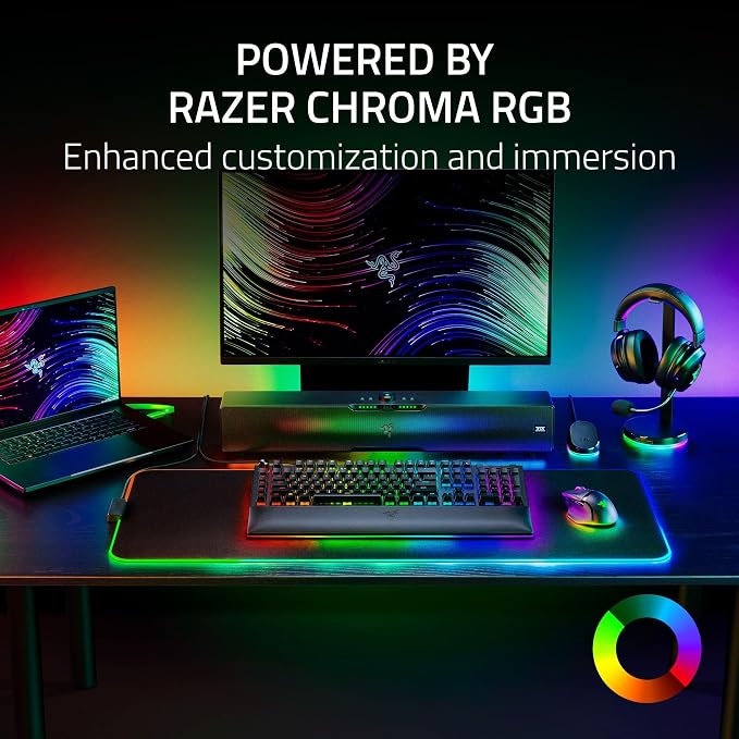Razer Base Station V2 Chroma Headphone Headset Stand Holder, Pink | Chroma RGB Lighting, Taller Stand & Anti-slip Ledge, USB Charging Ports, 3.5mm Audio Jack, Anti-Slip Rubber Base - Image 7