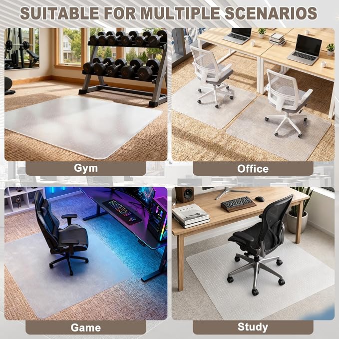 Office Chair Mat for Carpets, 48" x 60" Clear Carpet Protector Mat with Rounded Non-Sharp Studs, Durable Desk Chair Mat for Home Office and Gaming Room - Image 8