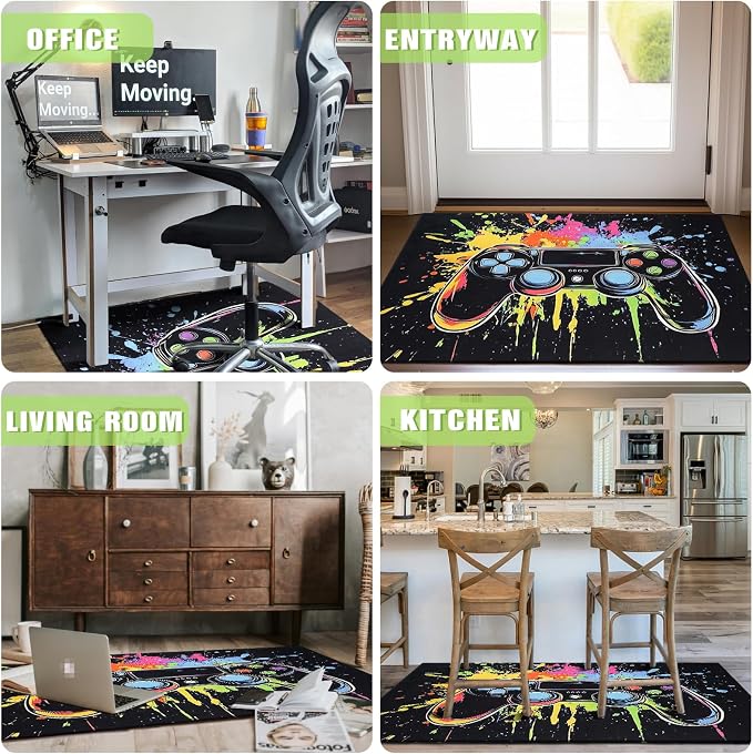 Gaming Chair Mat for Hardwood Floor 36"X 48" Heavy Duty Office Desk Chair Rug for Under Game Rolling Chairs Computer Decor Protect Mats Low Pile Non-Slip Rubber for Carpet & Tile Floor-Game - Image 6