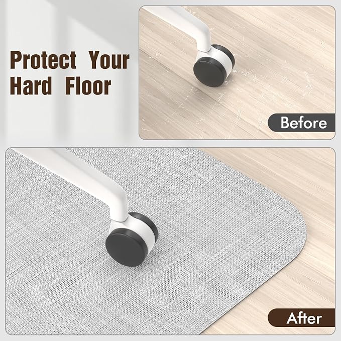 Blvornl Office Chair Mat for Hardwood Floor, Computer Chair Mat, 47.2"x 60" | Light Grey, Waterproof, easy to clean, suitable for hardwood, laminate, Rattan Woven Pattern, Durable Solid PVC Material - Image 6