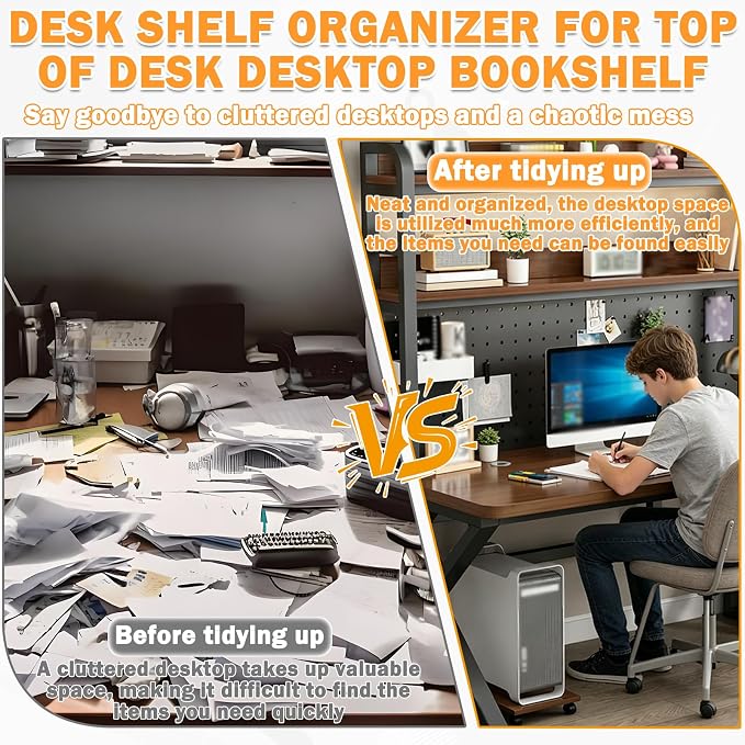 Computer Desk with Pegboard, Gaming Desk with Storage Shelves, PC Gamer Workstation Desk, Modern Study Writing Table for Home Office Bedroom (Black, 47.2in/120cm) - Image 7