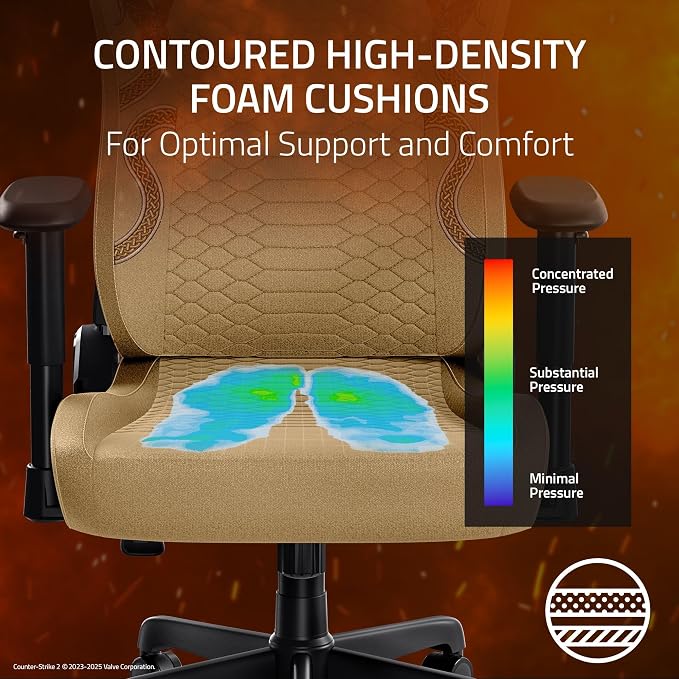 Razer Iskur V2 X Ergonomic Gaming Chair, Counter Strike 2 Edition | Built-In Lumbar Support, Wide Seat, High Density Foam Cushions, Adjustable 152 Degree Recline, 2D Armrests, Plush Fabric - Image 5