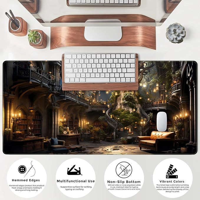 Vintage Aesthetic Desk Mat Adventure Extended Mouse Pad Large Gaming Mousepad XXL Dark Academia Desk Pad Laptop Computer Mouse Keyboard Mat 31.5 x 15.7 in for Office Desk Decor - Image 7