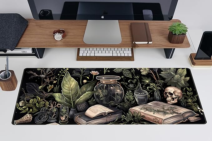 Dark Academia Desk Mat Mouse Pad XL Extended Large Gaming Desk Pad Mousepad, Mystical Green Plant Computer Laptop Keyboard and Mouse Mat, Desktop Protector Mat for Women Girl Office 31.5x11.8 in - Image 5