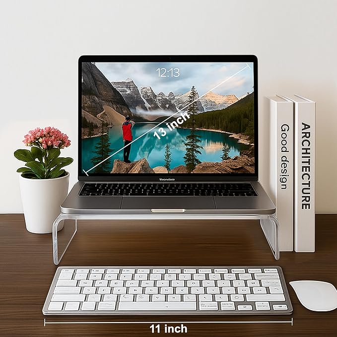 AMT Premium Acrylic Clear Monitor Riser Laptop/PC/Multimedia Monitor Stand for Home Office - Image 4