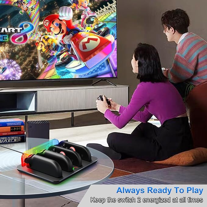 Joy-Con Charging Dock for Nintendo Switch 2, JoyCons 2 Charger Accessories 4 in 1 with LED Indicator, Vibration RGB Light and Charging Cable - Image 7