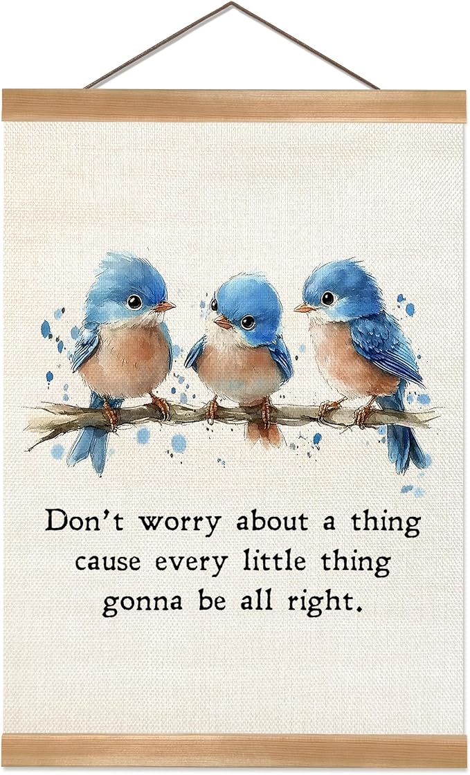 ZTGDA Inspirational Wall Hanging Canvas Art Poster, Every Little Thing Is Gonna Be All Right,Cute Positive Watercolor Birds Wall Art for Home and Office Decor,Best Birthday, Graduation Gift by Unknown