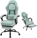 Gaming Chair for Adults, Fabric Gaming Chair with Footrest and Pocket Spring Cushion, Ergonomic Gamer Chair with Lumbar Support, Reclining Computer Gaming Chair with High Back, Light Green by GamingChairs