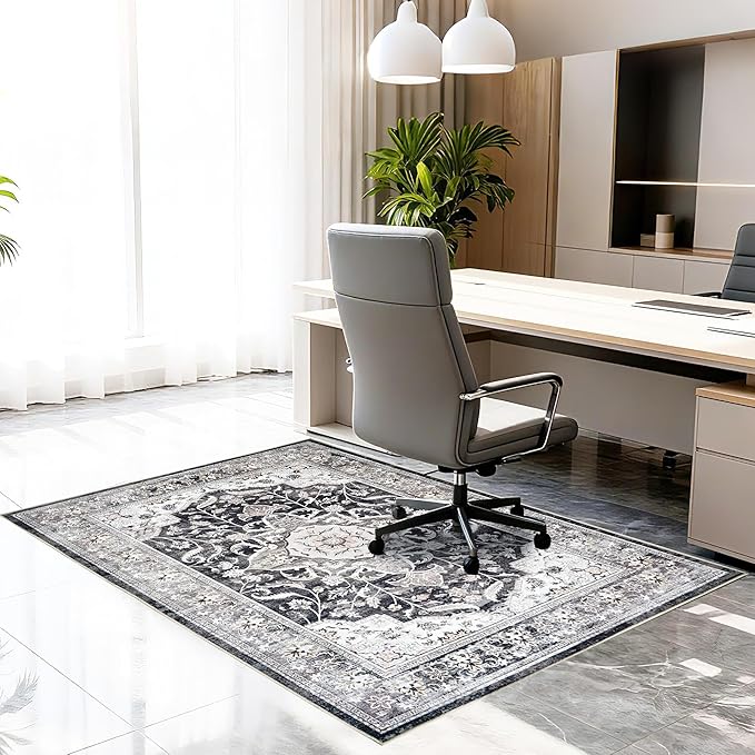 Office Chair Mat for Hardwood Tile Floor, 48"x60"Anti-Slip Under Desk Carpet Protector for Rolling Computer Chair Mat, Machine Washable Office Area Carpet (Chenille,Brown) by Ufeekare