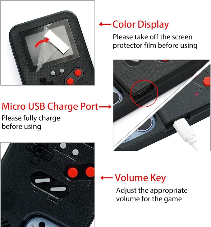 Gameboy Case for iPhone 15 Plus Only,Handheld Retro 168 Classic Games,Color Video Display Game Case for iPhone,Anti-Scratch Shockproof Phone Cover for iPhone Black - Image 6