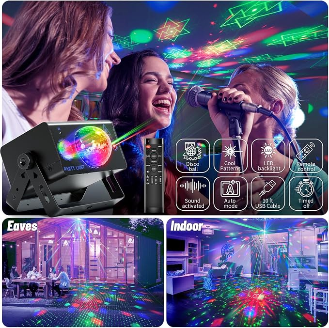 Party Lights Dj Disco Ball Light, LED Stage Strobe Lights Sound Activated with Remote Control for Xmas Club Bar Parties Holiday Christmas Birthday Wedding Home Decorations - Image 6