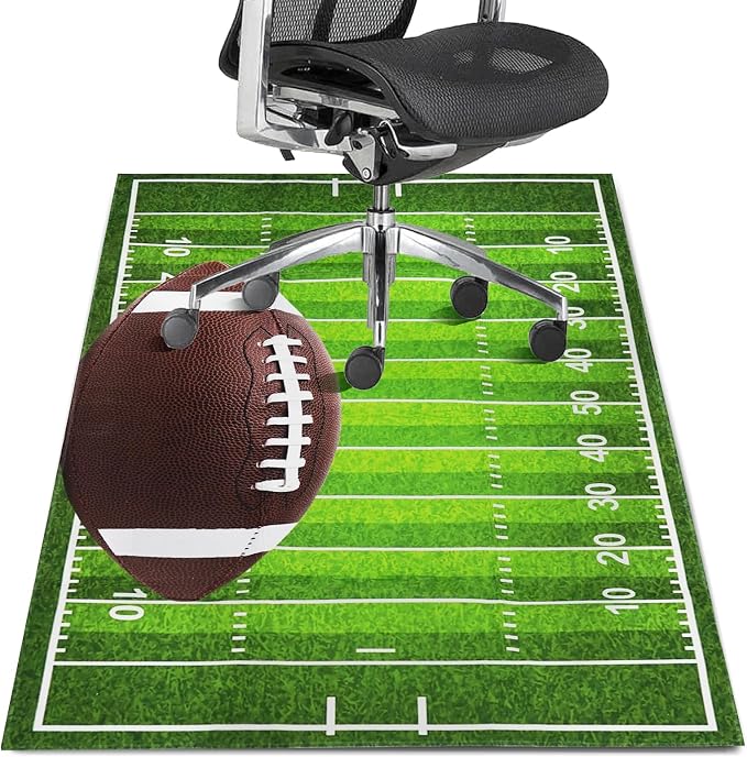 Gaming Chair Mat for Hardwood Floor 36"X 48" Heavy Duty Office Desk Chair Rug for Under Game Rolling Chairs Computer Decor Protect Mats Low Pile Non-Slip Rubber for Carpet & Tile Floor-Football by Wruzbxcn
