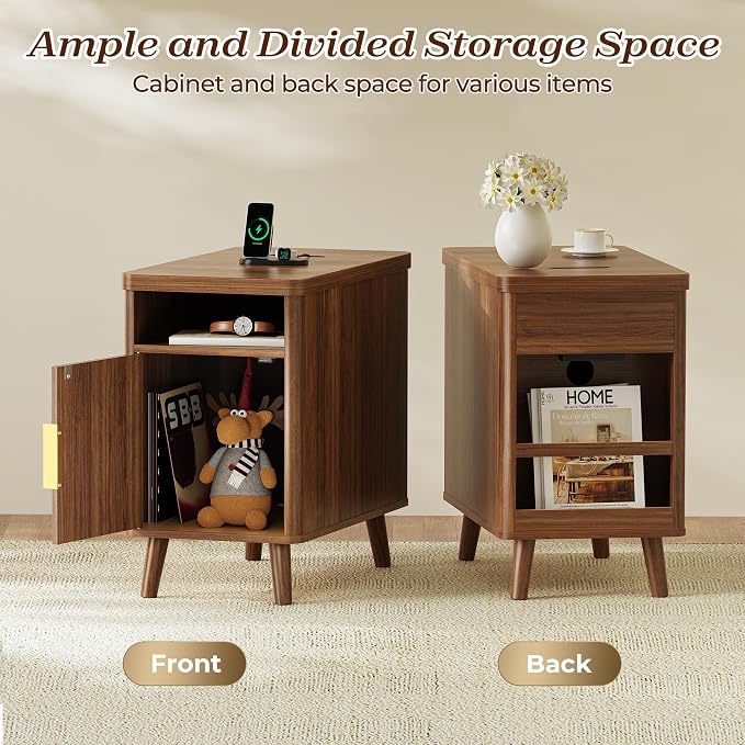 Huuger Narrow End Table with Charging Station, USB-C Port - Image 7