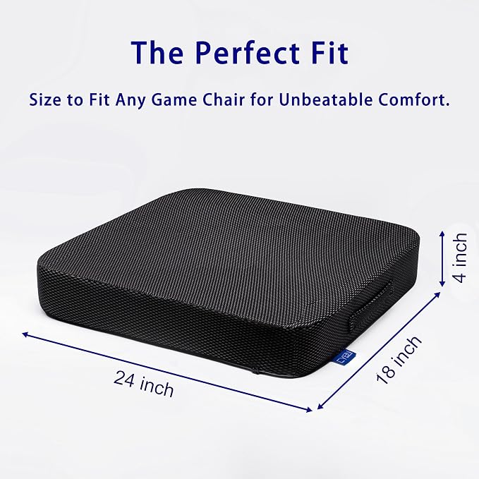 Ifoam Gel Infused Memory Foam Layer Wheelchair Cushion - Seat Cushion for Wheelchair-Office Chair, Kitchen Chair-Pressure Sore and Tailbone Pain Relief-High Dense Polyfoam Base (Black, 24×18×4 inch) - Image 2