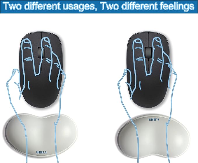 BRILA Ergonomic Silicone Mouse Wrist Rest, Cooling Silica Gel PU Leather Mouse Wrist Support Pad for Office Work and Laptop Computer Gaming (White Leather) - Image 2