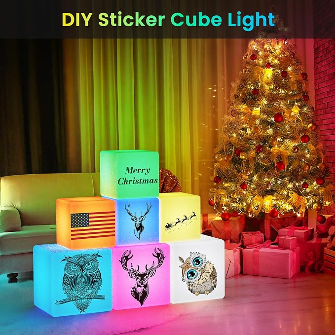 LOFTEK 12-inch LED Cube Lights: Rechargeable RGB Colors Changing Light with Remote Control, IP65 Waterproof LED Furniture Stool Table, Night Lighting for Home Outdoor Pool Bar Party Decor - Image 6