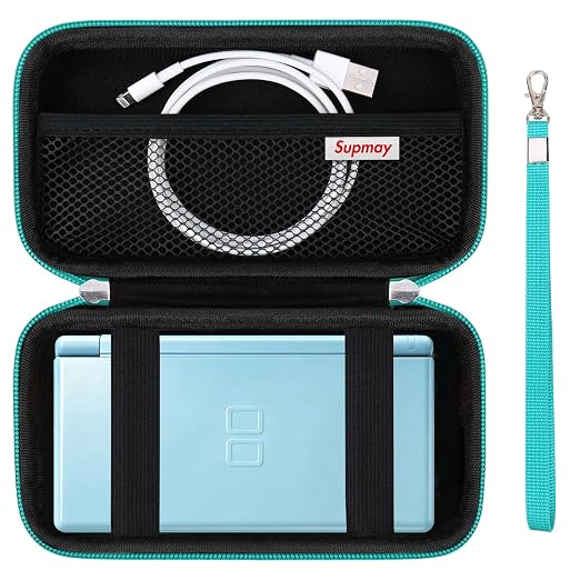 Supmay Hard Carrying Case Compatible with Nintendo DS Lite NDSL, Gameboy Advance Games Storage Holder Travel Bag with Mesh Pocket for USB Charging Cable, Stylus, Earphones, Game Cartridge, Green by Supmay