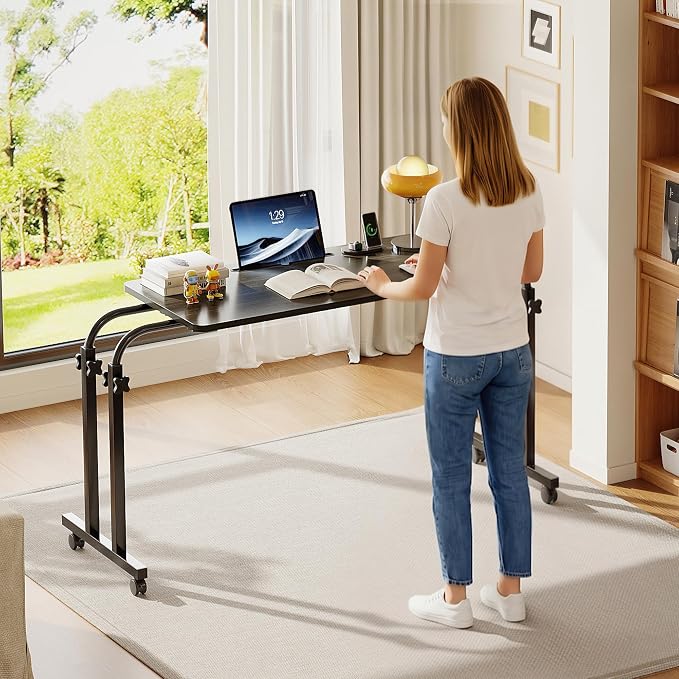 Furist Overbed Table with Wheels, Adjustable Height and Width Rolling Desk for Bed and Recliner, Laptop Table for Hospital, Sofa and Wheelchair Use - Image 3