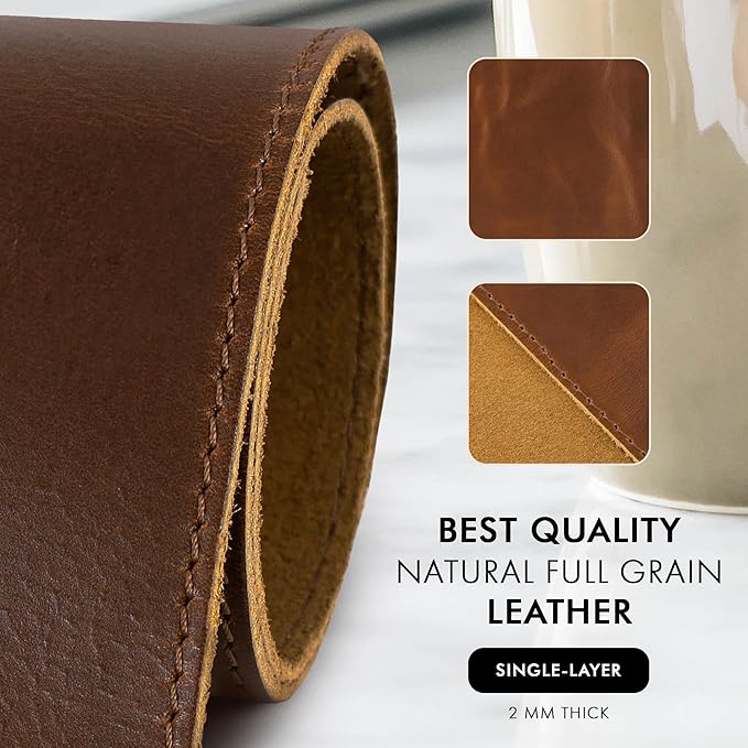 Elizo Real Leather Desk Mat Set (32x16) Large Desk Cover Desk Blotter Protector Computer Gaming Mouse Pad Table Laptop Office Desktop Accessories - Image 3