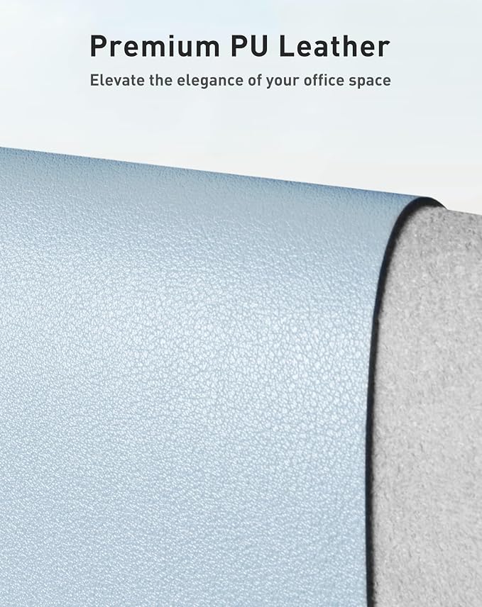 Aothia Faux Leather Desk Mat - Large Mouse Pad, Non-Slip PU Leather Blotter, Waterproof Writing Surface for Office and Home (Baby Blue, 40" x 24") - Image 2