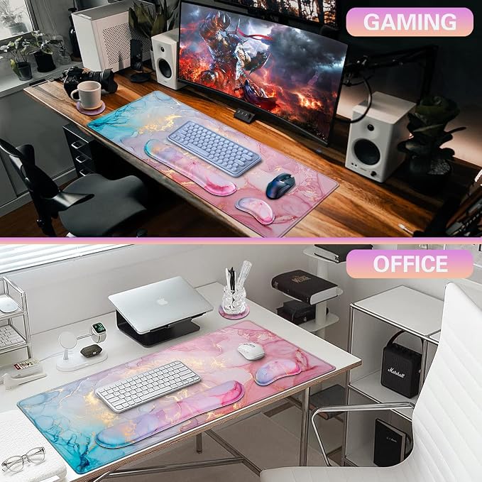 Canjoy Desk Mat with Keyboard and Mouse, Desk Pad with Wrist Rest Support - Image 7