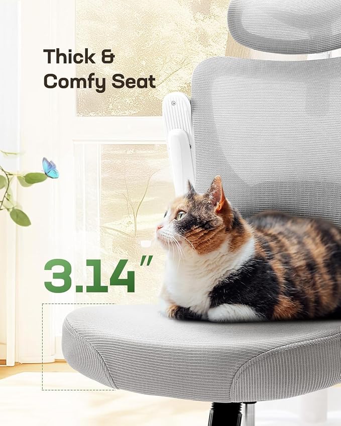 Marsail Ergonomic Office Chair with 3D Armrests, Pack of 2 | Office Desk Chair with High Back Mesh, Adjustable Lumbar Support, Rolling Work Swivel Task Chairs with Wheel, Headrest, home - Image 6
