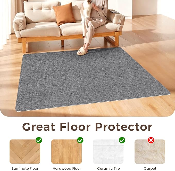 Sycoodeal Office Chair Mat for Hardwood Floor,Slip Resistant Floor Mat for Rolling Chairs,Easy to Clean,Large Floor Protector Office Computer Gaming Chair,Grey(36"x55") - Image 4