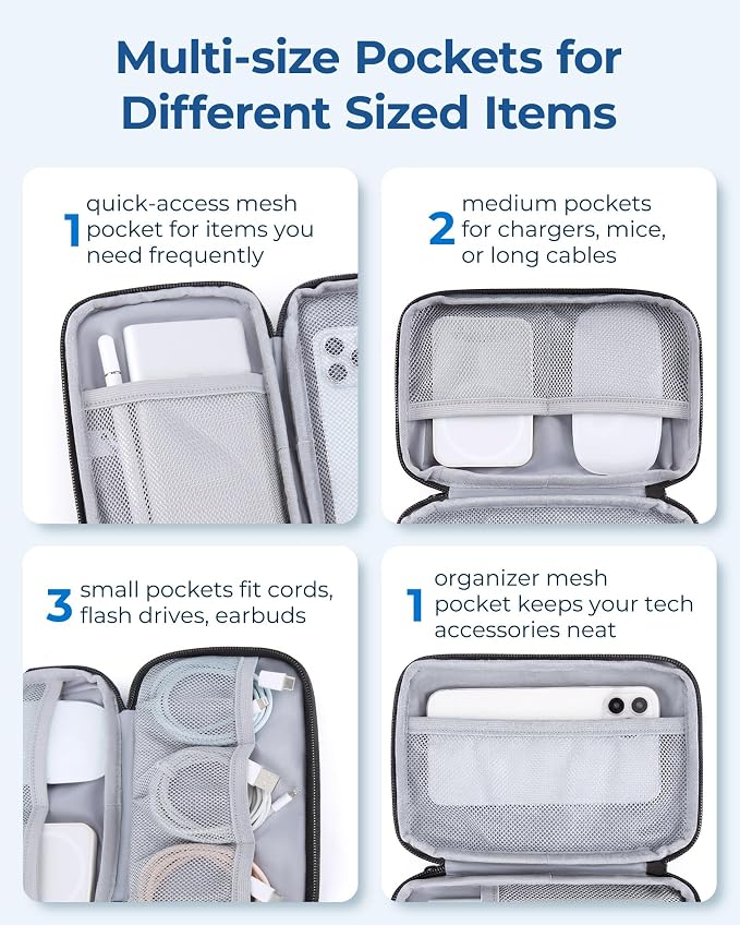 BAGSMART Electronics Travel Organizer for Cords, Zipper Pouch, Bluish Green - Image 4