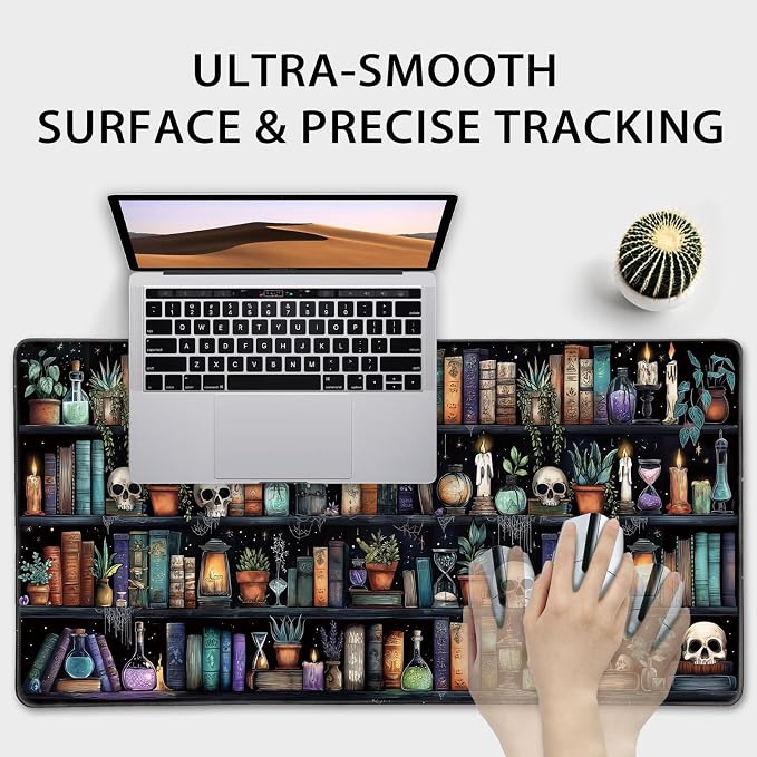 Gothic Library Large Gaming Mouse Pad Desk Mat 31.5"x15.7" | Extended Mousepad, Non-Slip Rubber Base , Stitched Edges, for Computer/Laptop/Office/Home - Image 5
