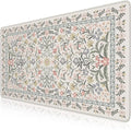 iCasso Desk Mat for Women Desk Accessories, 35.4x15.7in,Cozy Gray Floral | Back to School XXL Large Mouse Pad, Anti-Slip Big Mousepad with Stitched Edges,Smooth Water-Resistant by iCasso