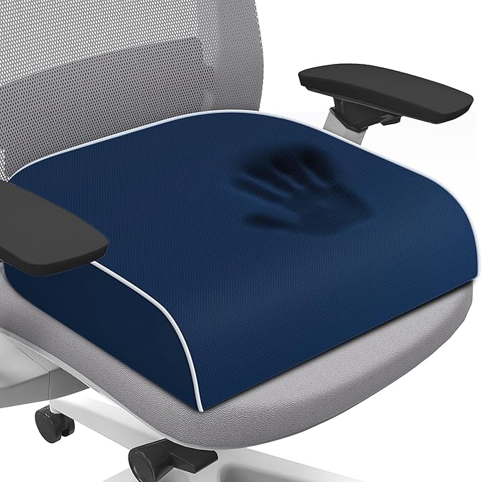 SweetSlubr Seat Cushion, Chair Pad, Memory Foam Tailbone Pain Relief | Office Chair Cushion for Tailbone Pain Relief, Non-Slip Cover, Soft Support for Office Chair, Car Seat,2X-Large/Dark Blue by Unknown