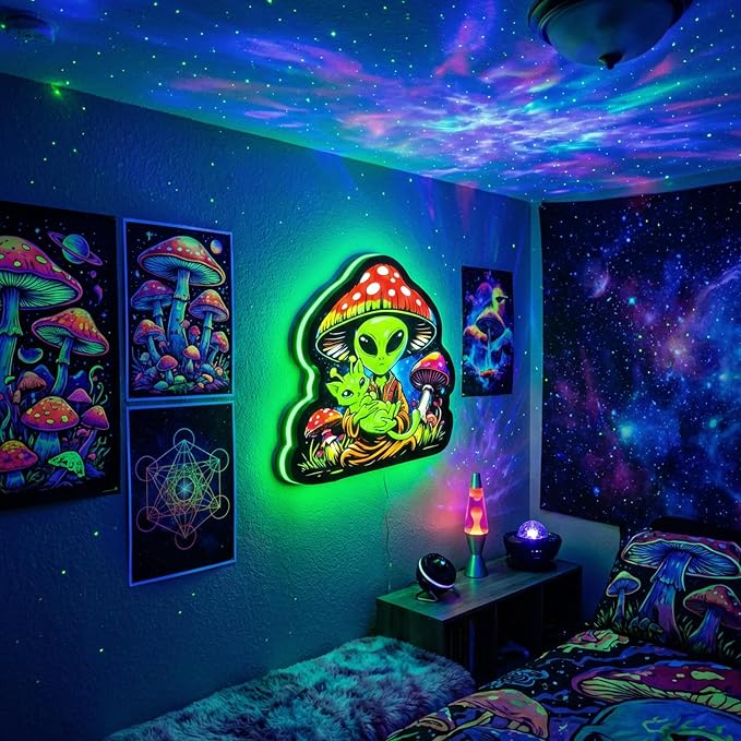 Alien Neon Sign & Night Light, Dimmable LED Light Signs for Bedroom Wall Decor Game Room, Vibrant Cosmic Acrylic Desk Lamp - Image 2