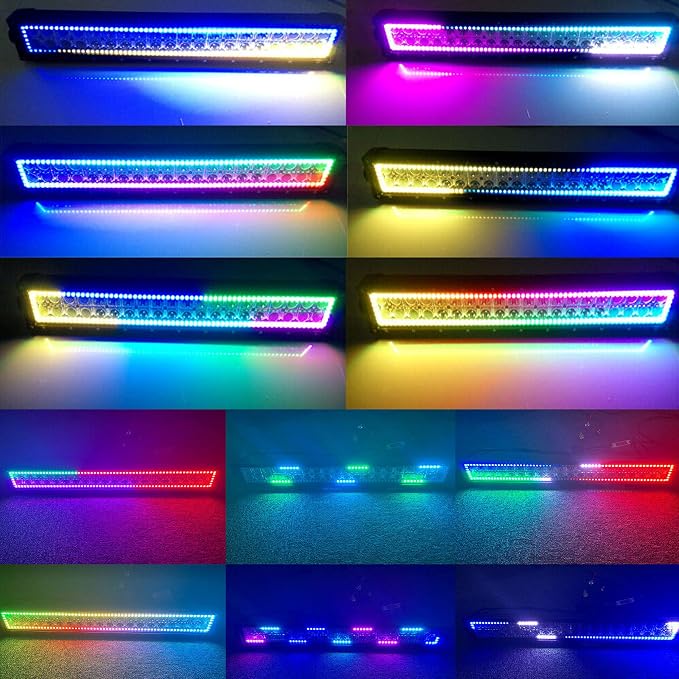 Lpteso RGBW LED Light Bar 22'' inch 120W +2PCS 4Inch 18W Flood RGB LED Pods - Image 7