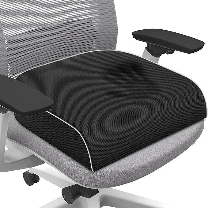 SweetSlubr Seat Cushion, Chair Pad, Memory Foam Tailbone Pain Relief | Office Chair Cushion for Tailbone Pain Relief, Non-Slip Cover, Soft Support for Office Chair, Car Seat,X-Large/Black by Unknown