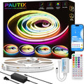 PAUTIX RGB Smart IC COB LED Strip Light Addressable 32.8ft/10m,UL-Listed 24V Color Flowing Strip Light Multicolor Flexible Tape Lights with APP Control/Music Mode,for TV,Bedroom,Party DIY Decoration by PAUTIX